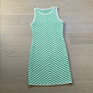 Green and White Chevron Knit Dress